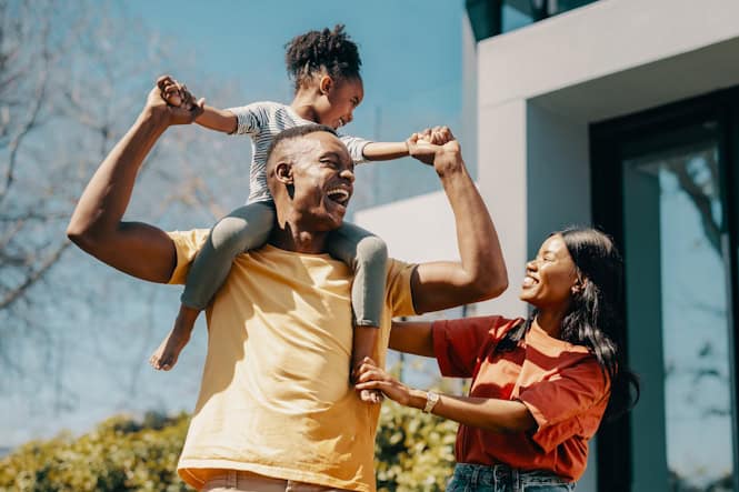 happy family outside