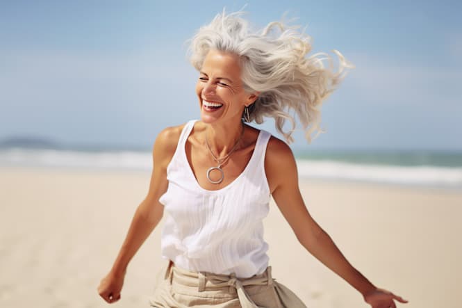 woman smiling on the beach